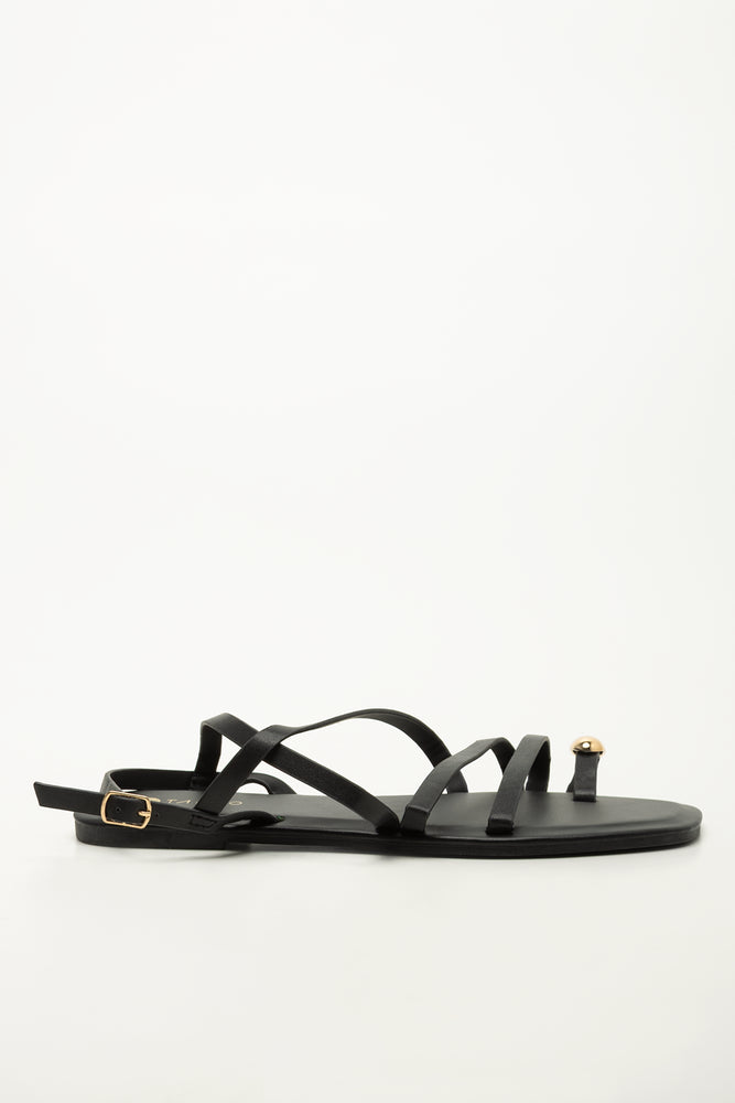 Black Tonal Loop Sandals (1)