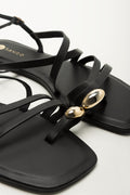 Black Tonal Loop Sandals (2)