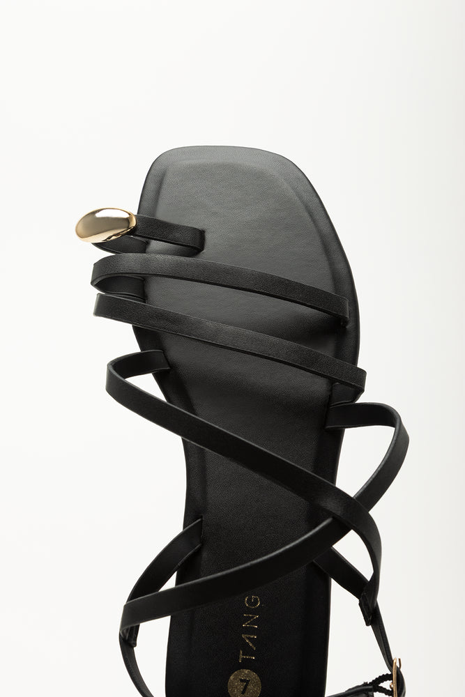 Black Tonal Loop Sandals (4)