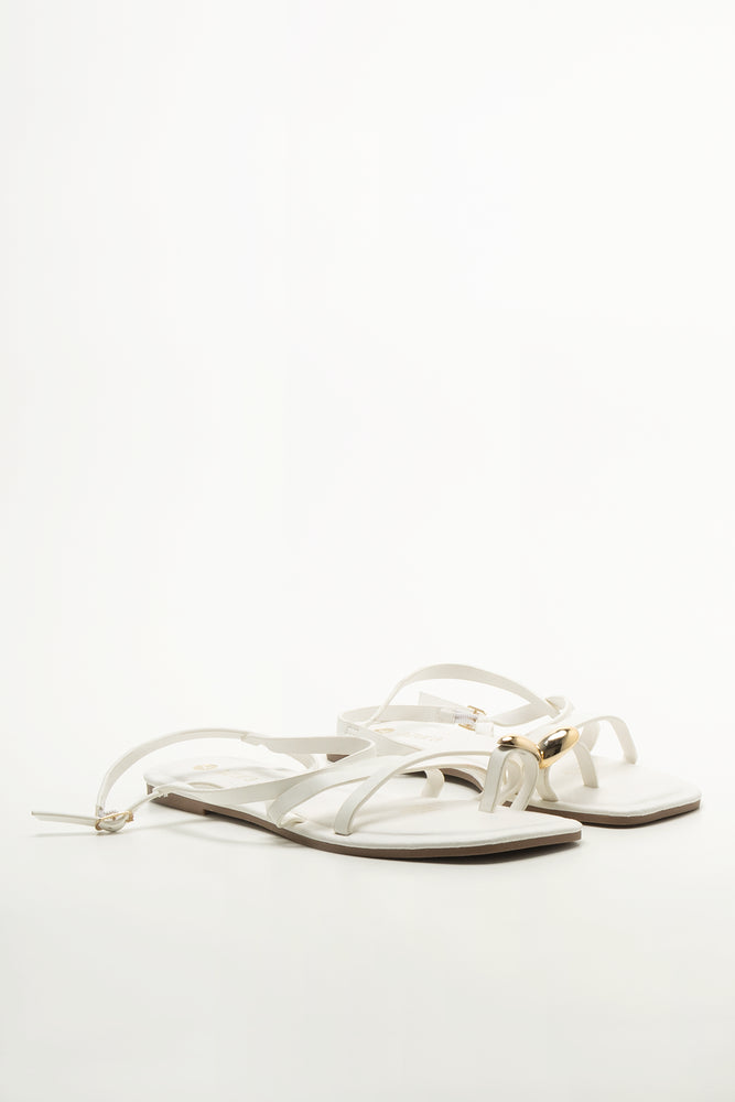 White Tonal Loop Sandals
