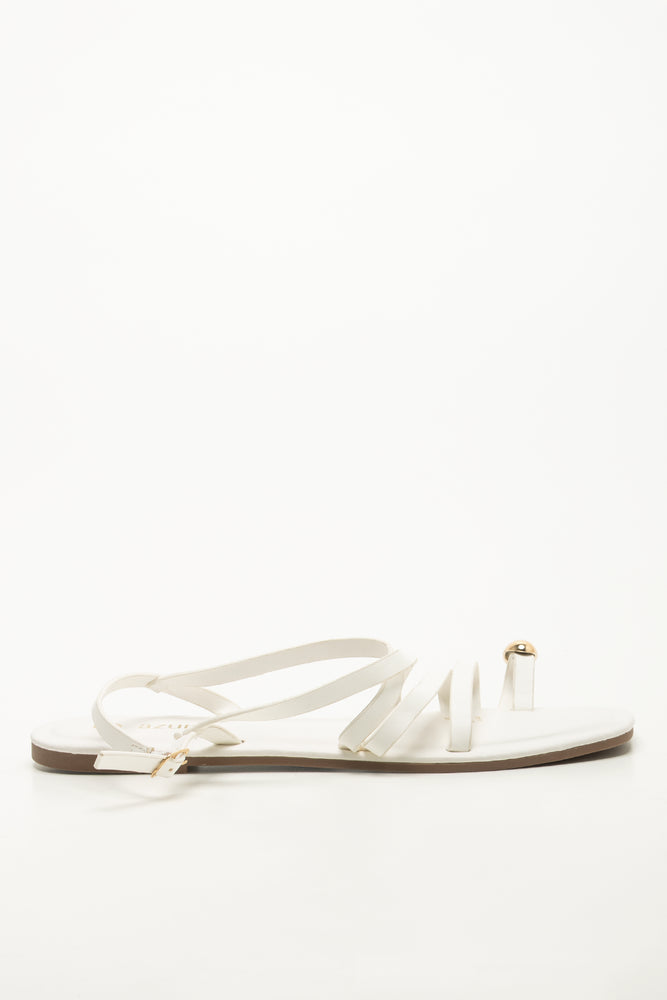 White Tonal Loop Sandals (1)