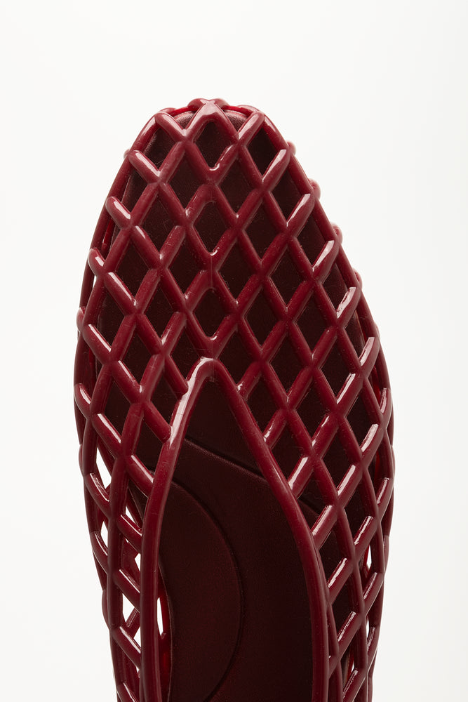 Burgundy Lattice Design Jelly Pumps (4)