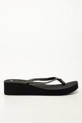 Black Diamante Wedge Flip Flops (1)