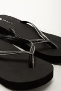 Black Diamante Wedge Flip Flops (2)