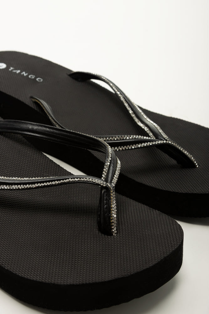 Black Diamante Wedge Flip Flops (2)