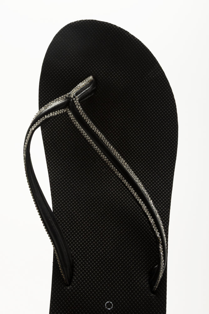 Black Diamante Wedge Flip Flops (4)