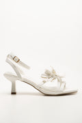 White Flower Heel Sandals