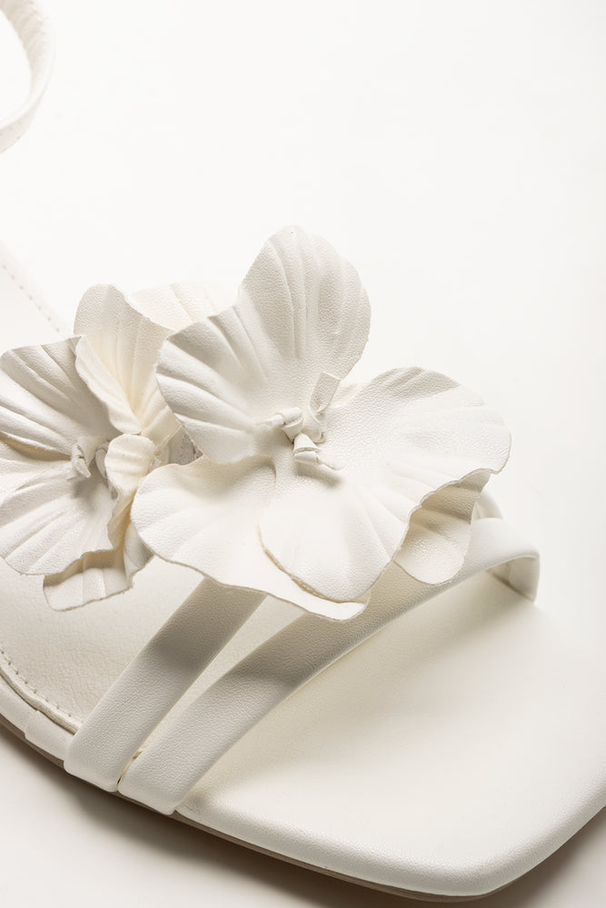 White Flower Heel Sandals (2)