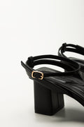 Black Strappy Mid Block Heels (3)