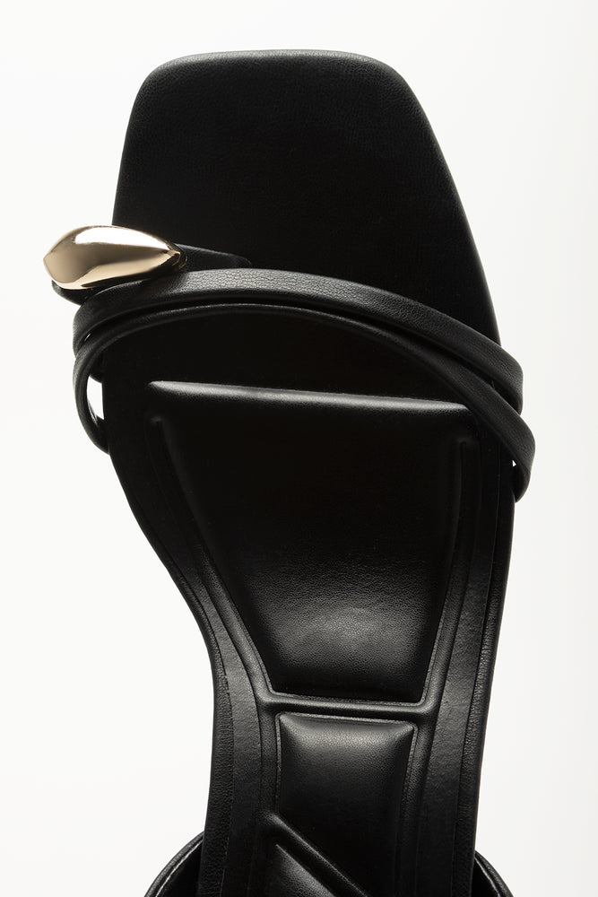 Black Strappy Mid Block Heels (4)