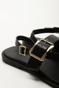 Black Asymmetric Buckle Ankle Sandals (3)