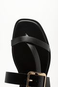 Black Asymmetric Buckle Ankle Sandals (4)