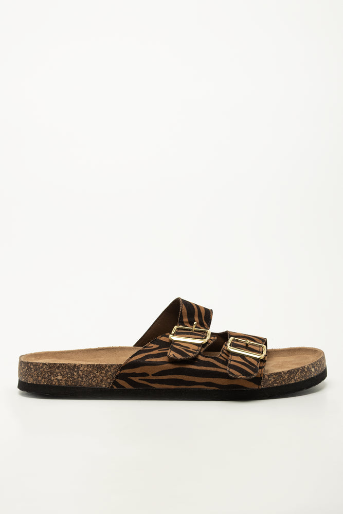 Zebra Print Double Strap Sandals (1)