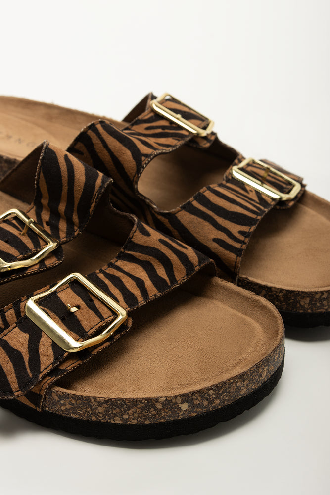 Zebra Print Double Strap Sandals (2)