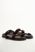 Chocolate Tonal Smart Buckle Sandals