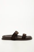 Chocolate Tonal Smart Buckle Sandals (1)
