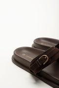 Chocolate Tonal Smart Buckle Sandals (3)