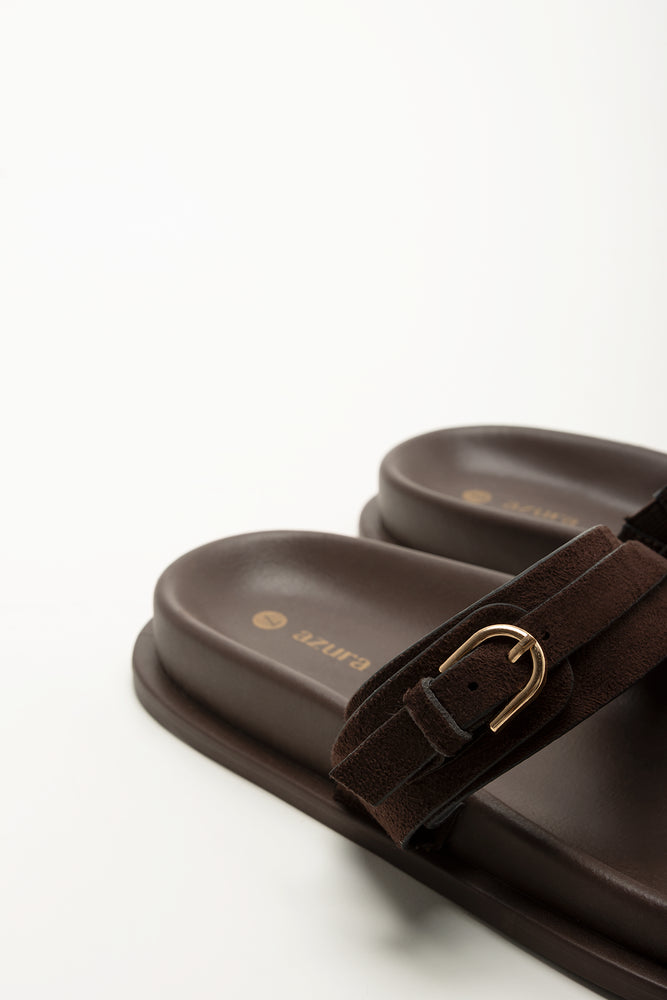 Chocolate Tonal Smart Buckle Sandals (3)