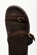 Chocolate Tonal Smart Buckle Sandals (4)