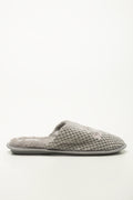 Grey Textured Closed Toe Slippers (1)