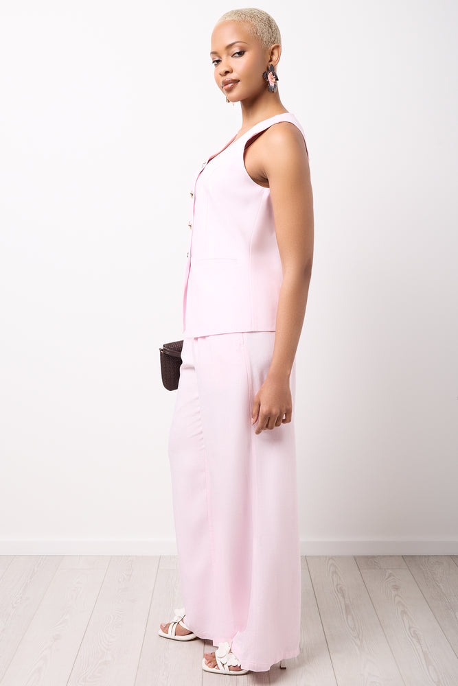 Pink Linen Blend Waistcoat (1)