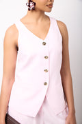 Pink Linen Blend Waistcoat (3)