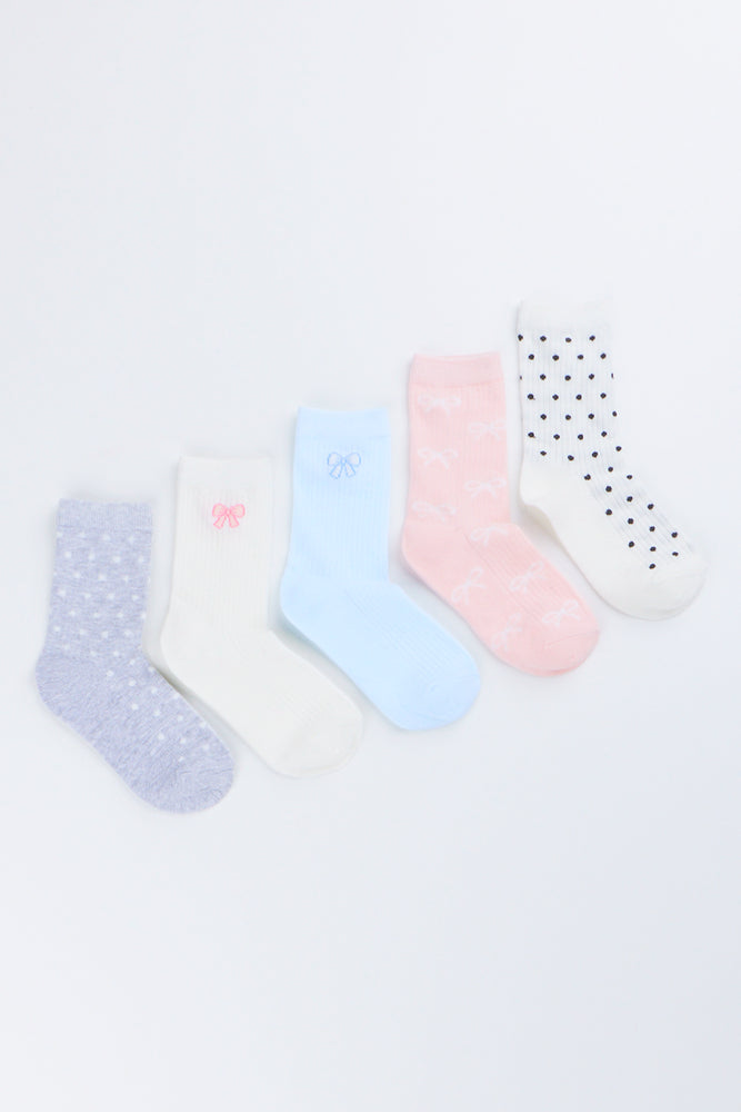 5 Pack Spotted Anklet Socks