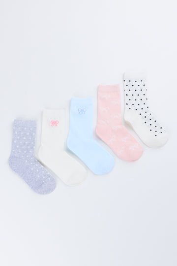 5 Pack Spotted Anklet Socks