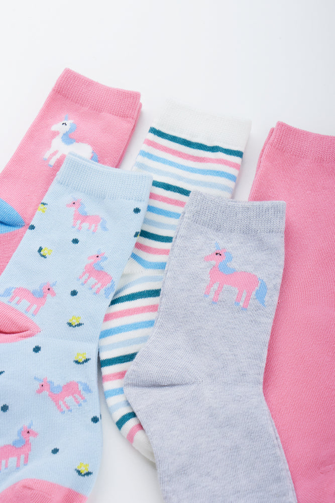 5 Pack Unicorn Print Anklet Socks (1)