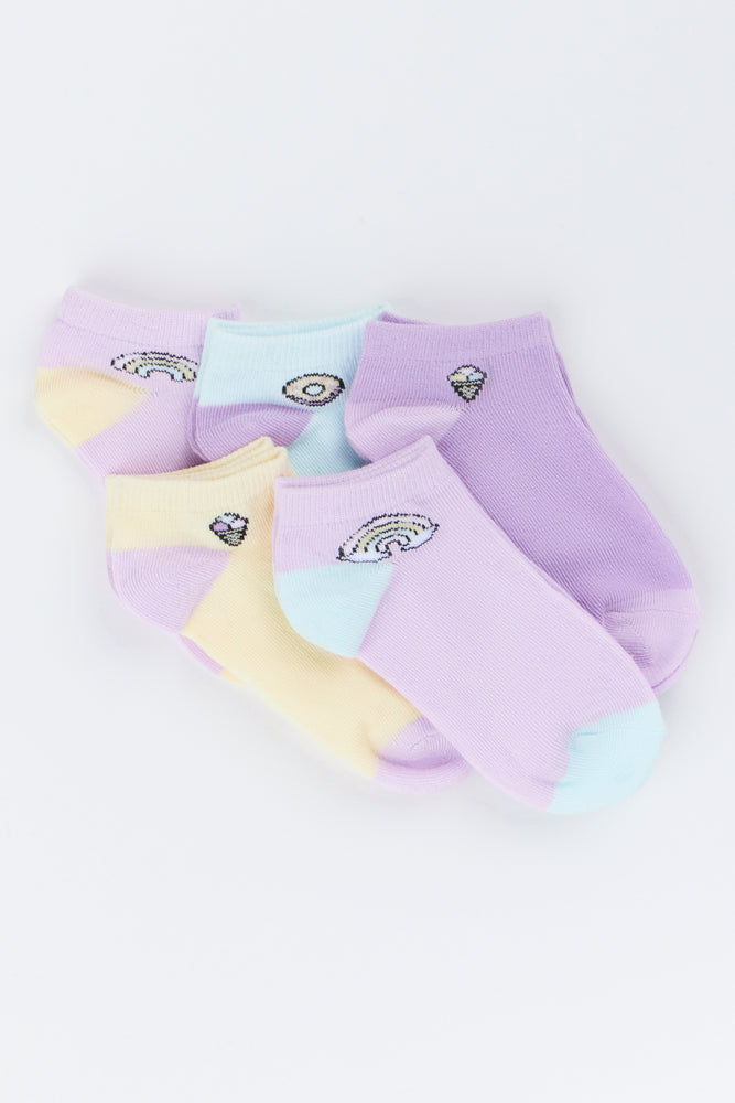 5 Pack Pastel Rainbow Ankle Socks
