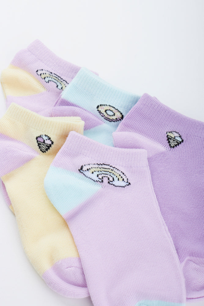 5 Pack Pastel Rainbow Ankle Socks (1)