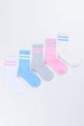 5 Pack Striped Anklet Socks