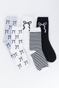 5 Pack Bow and Stripe Socks