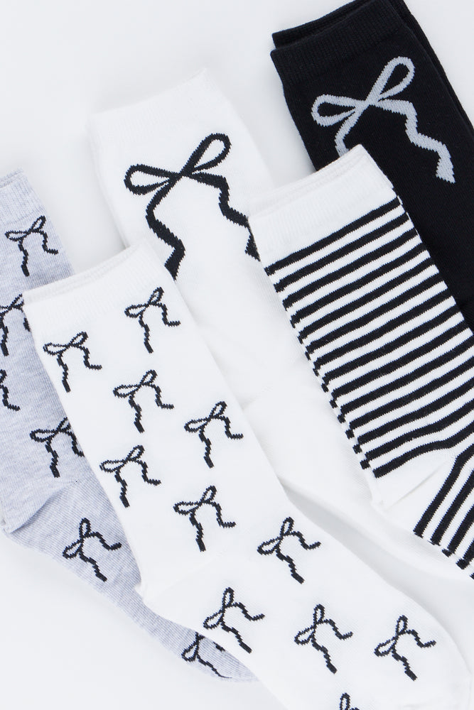 5 Pack Bow and Stripe Socks (1)