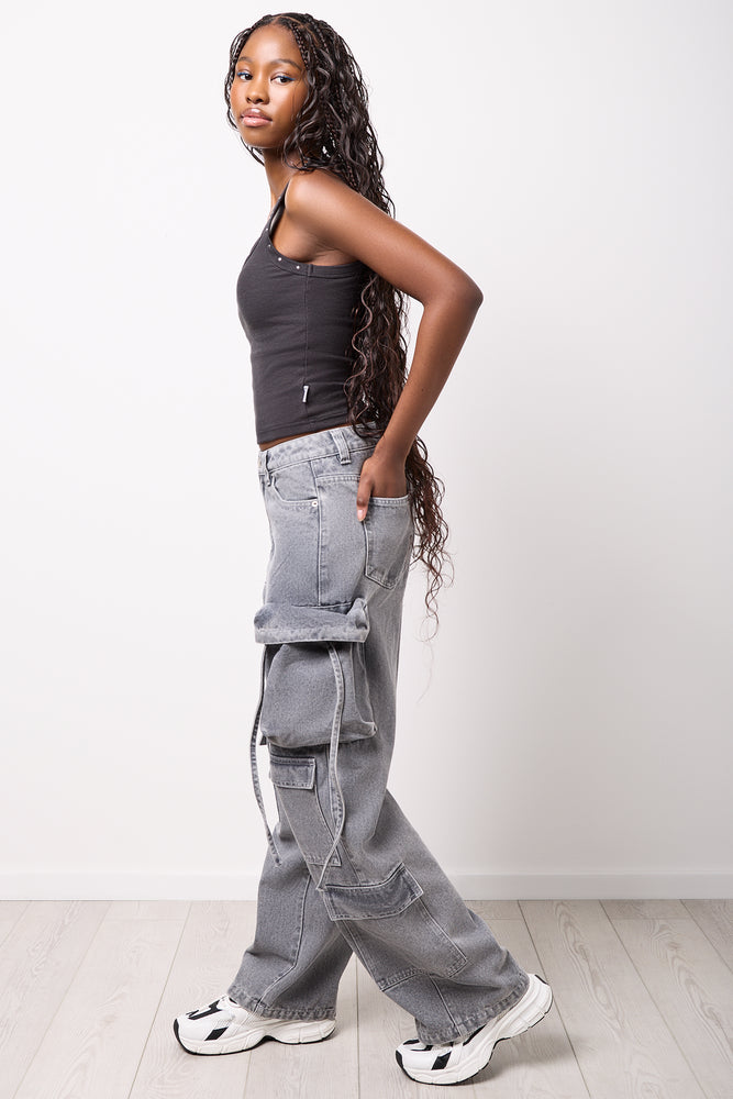Black Studded Ribbed Tank Top (1)