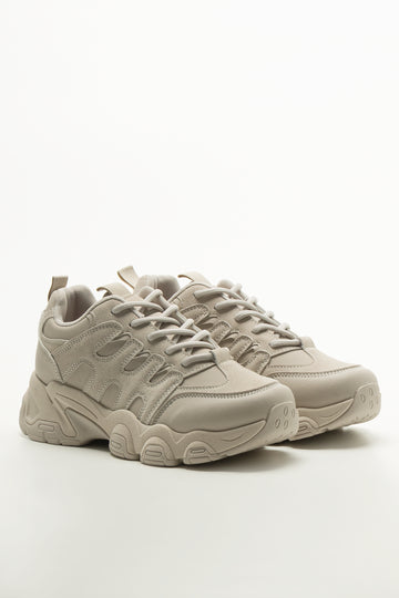 Beige Panel Detail Chunky Trainers