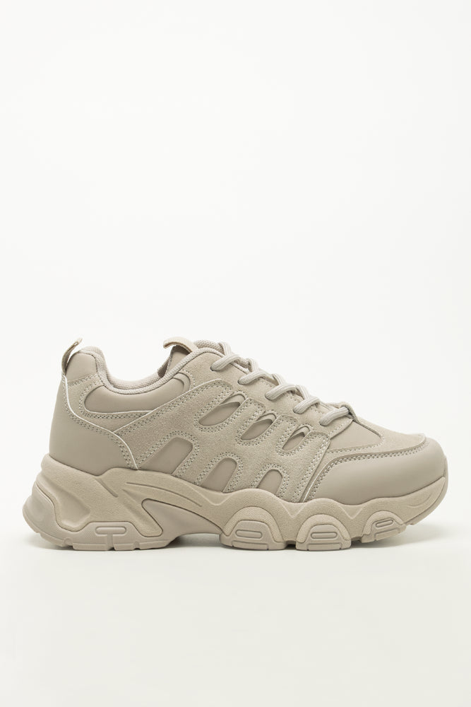 Beige Panel Detail Chunky Trainers (1)