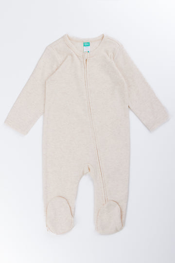 Oatmeal Melange Cotton Sleepsuit
