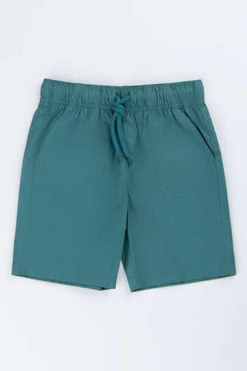 Teal Poplin Pull-On Shorts