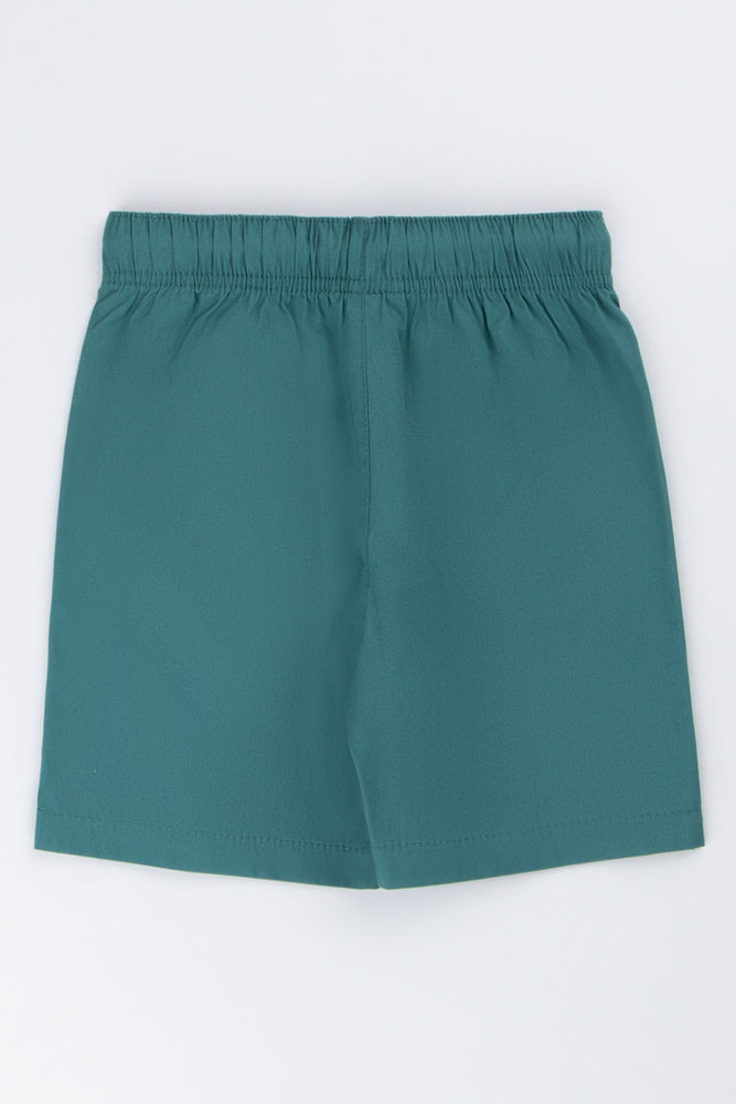 Teal Poplin Pull-On Shorts (2)