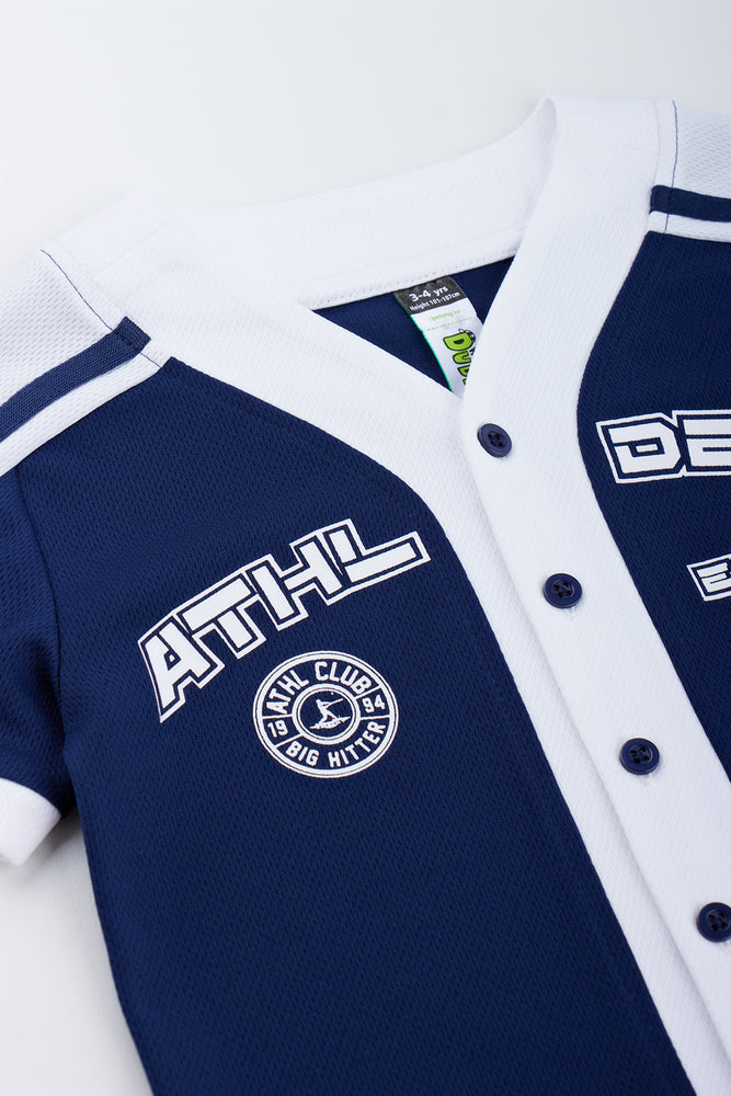 Blue Button Front Baseball Shirt (1)
