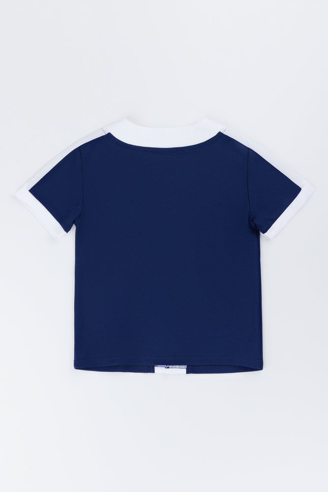 Blue Button Front Baseball Shirt (2)