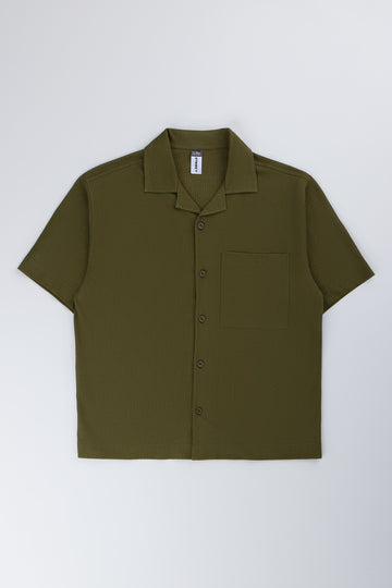 Olive Textured Short Sleeve Shirt