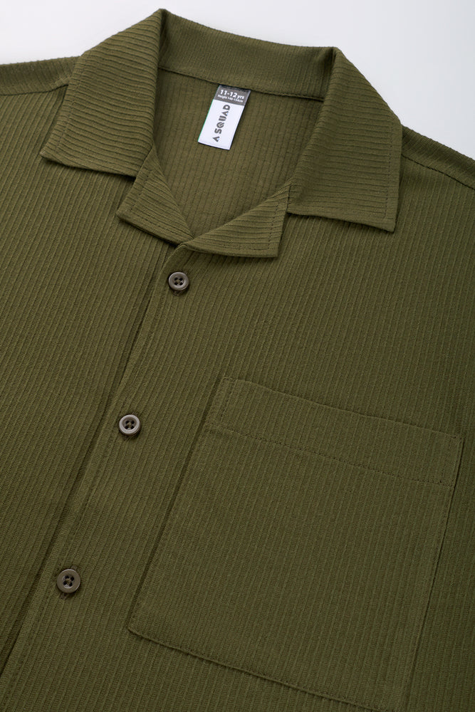 Olive Textured Short Sleeve Shirt (1)