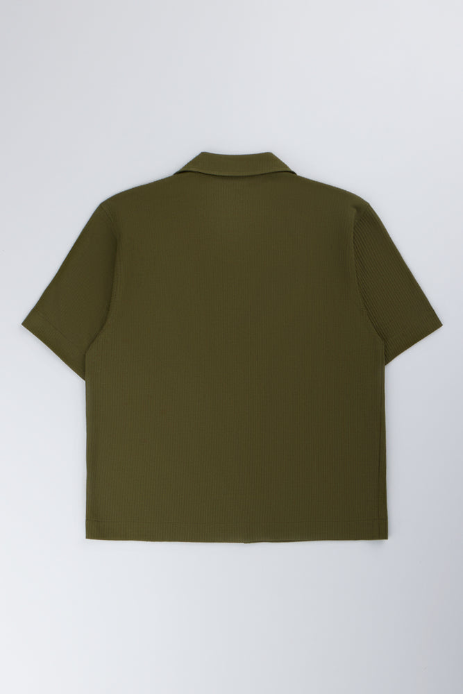 Olive Textured Short Sleeve Shirt (2)