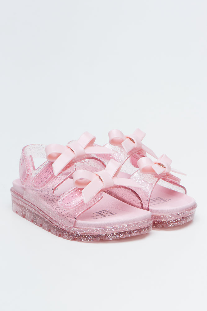 Pink Glitter Bow Jelly Sandals