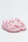 Pink Glitter Bow Jelly Sandals