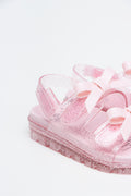 Pink Glitter Bow Jelly Sandals (3)