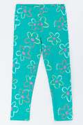Green Daisy Floral Print Leggings