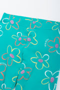 Green Daisy Floral Print Leggings (1)